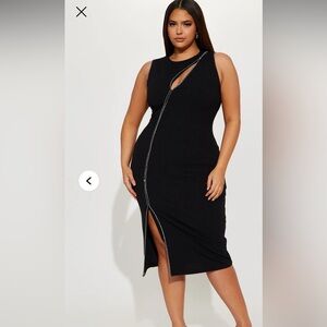 Fashion Nova Black Asymmetrical Bodycon Dress